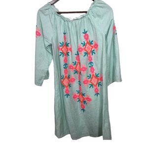 Women's Shoreline Green & Pink Embroidered Dress